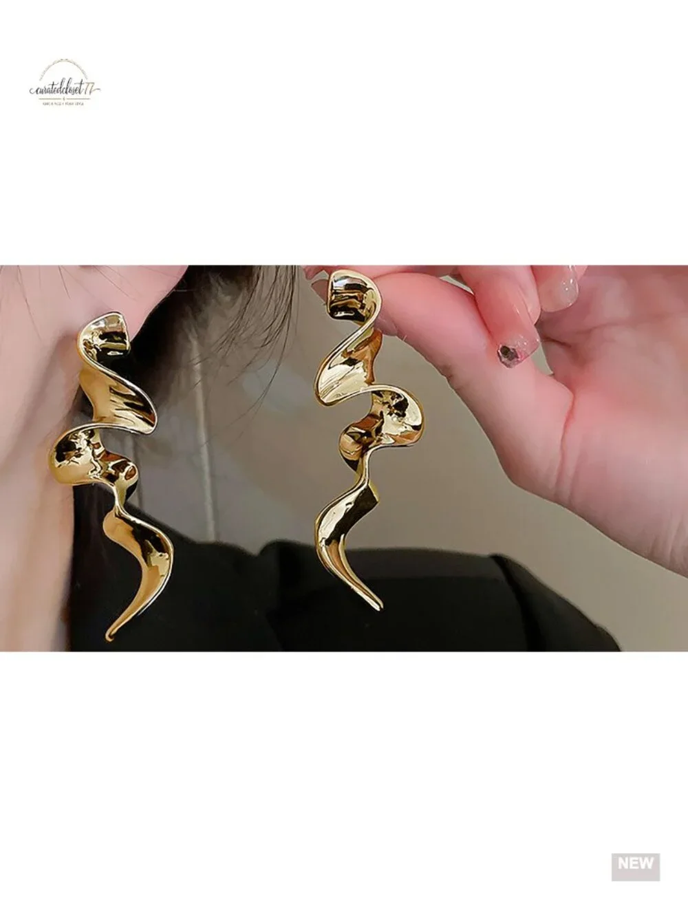 14k Gold Irregular Geometric Drop Dangle Earrings